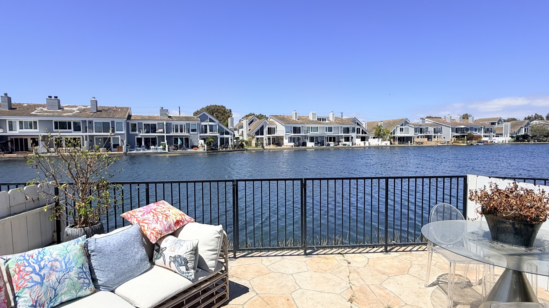 Waterfront patio overlooking Huntington Harbour